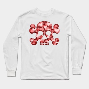 Heart filled Skull and crossbones Long Sleeve T-Shirt